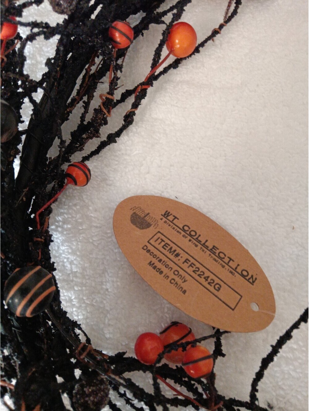 NWT WT Collection Halloween Pip Berry Branch Garland Black Orange Primitive 50"